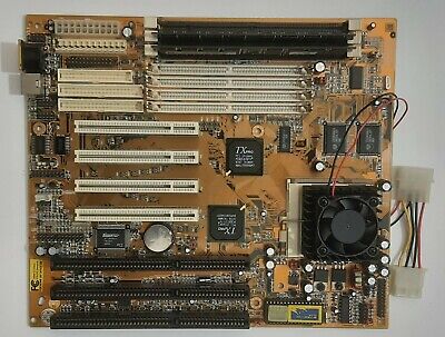 PCChips M575 Sockel 7 ISA Mainboard + AMD K6 300MHz + 96MB SD-RAM