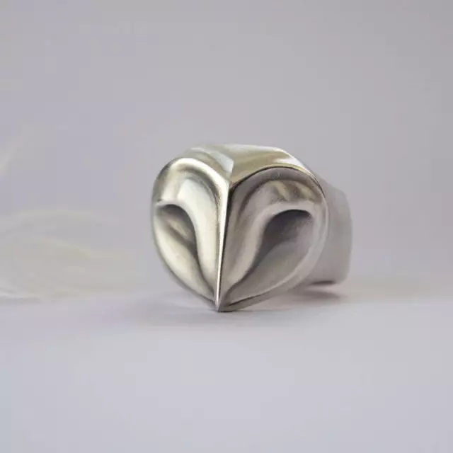 Owl Face Ring 925 Sterling Silver Handmade Jewelry For Women's