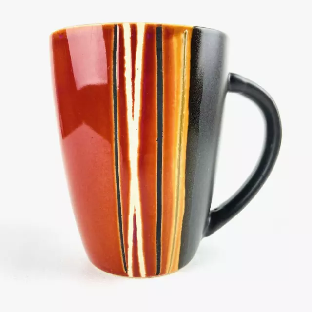 Better Homes and Gardens Bazaar Coffee Mug Tea Cup Red Gray Stripes 16 oz