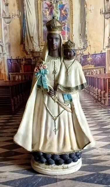 ANTIQUE STATUE VIERGE Noire De Halle Black Madona Black Virgin Mary En ...