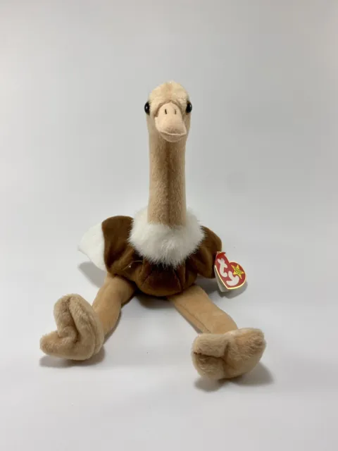 TY Beanie Baby Stretch Ostrich Stuffed Animal Plush Toy