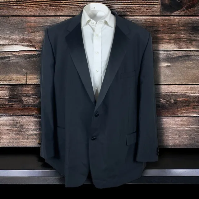 Gerald Austin Tuxedo Jacket Blazer Mens 56L Solid Black Wool Blend