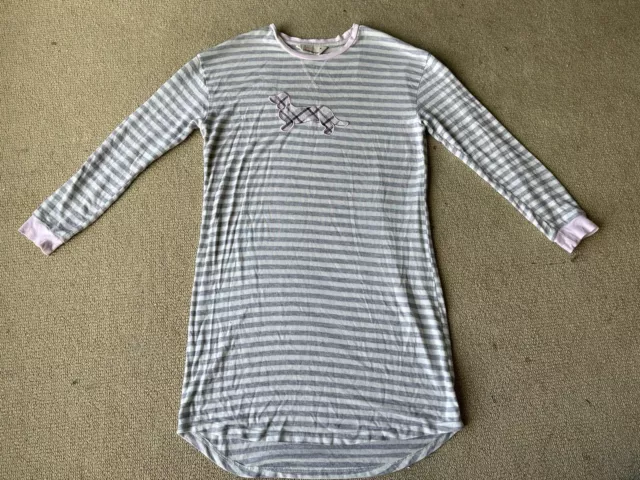 Peter Alexander Size M Grey Striped Sausage Dog Long Sleeve Sleep Nightie