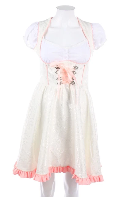 Dirndline Dirndl Oktoberfest Jacquard volant Volants S bianco nudo rosa