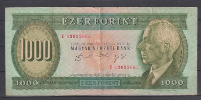 Hungary 1000 forint 1992 pick 176a  VG+VF &345