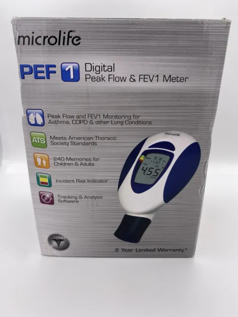 NEW Microlife PEF 1 Digital Peak Flow & FEV1 Meter FACTORY SEALED