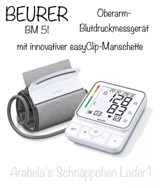 BEURER Oberarm-Blutdruckmessgerät BM 51 easyClip mit innovativer Clip-Manschette