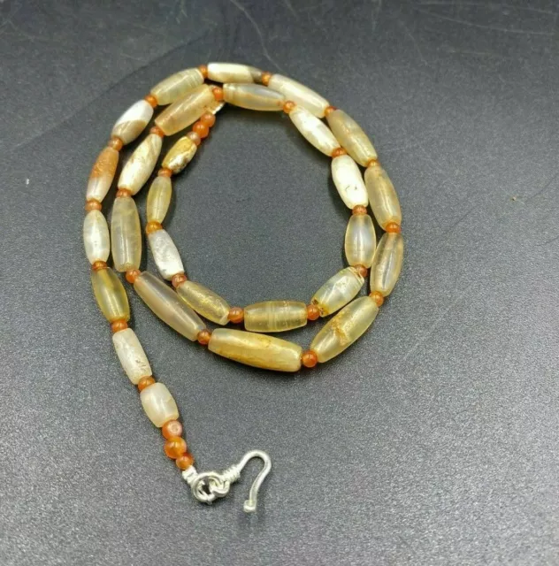 Vintage Necklace Antique Old Banded Agate Beads Ancient Pyu City States Burma 3