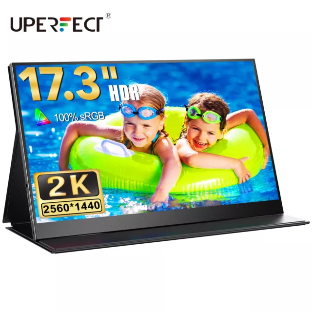 UPERFECT Tragbarer 17,3-Zoll-Monitor 2560*1440 Monitor HDMI /USB C-Lautsprecher