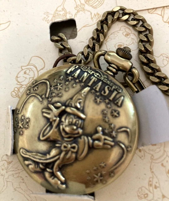 Vintage Fantasia Fossil Pocket Watch Disney Film Classics Mickey Mouse COA NIB