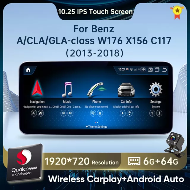 10,25" Touch Screen Android 13 Autoradio für Mercedes A/CLA/GLA Klasse W176 X156