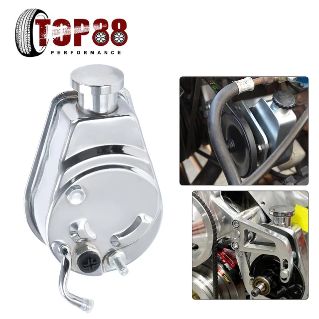 Polished Chrome Saginaw Power Steering Pump For Chevy GM 1963-1974 (Keyway Pulley)