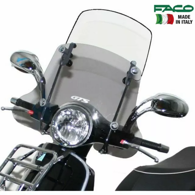 FACO 22791 Windschutzscheibe Twin Screen Mit Stangen Vespa GTS Super Sport