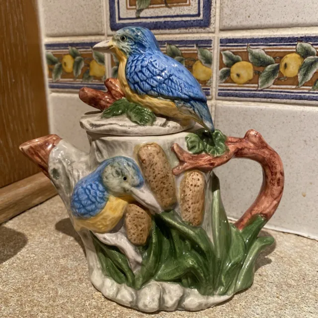 Kingfisher bird ceramic novelty teapot