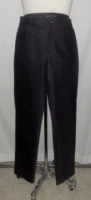 Lafayette 148 New York Black Denim Stretch Cotton Straight Leg 5-Pocket Jeans 10