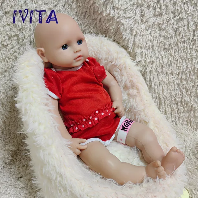 Muñeca bebé niña renacida de silicona IVITA 18"" muñeca bebé recién nacido muñeca de silicona blanda