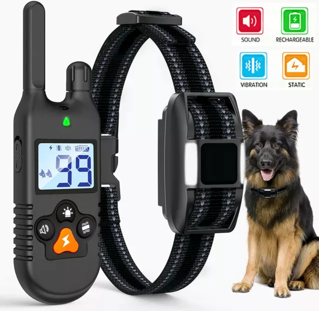 800M Remote Electric Pet Dog Training Collar LCD Shock Anti Bark Rechargeable DE