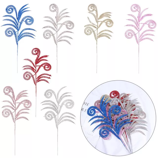 Powder Leaf Artificial Decor Glitter Spiky Feather Leaf Simulation Flower Leaf