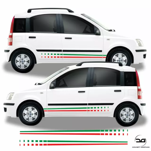 Italian Flag Fade Side Race Stripe For Fiat Panda Vinyl Decal Sticker Graphics