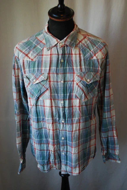 Camicia vintage Dickies blu a scacchi flanella western workwear taglia large