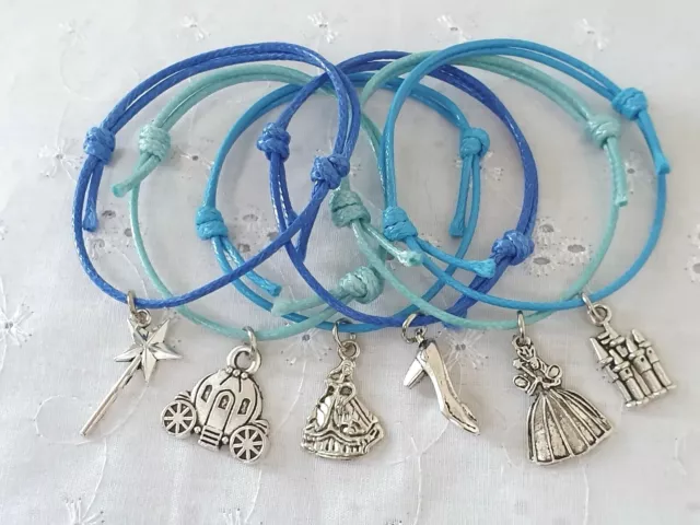 6 Cinderella Theme Friendship Bracelets Birthday Party Bag Filler Gift Favours