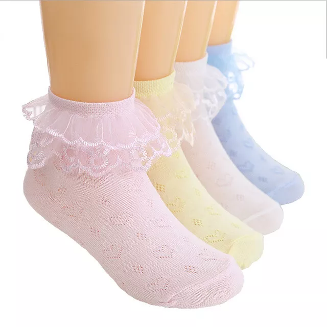 12 Pairs GIRLS CHILDREN KIDS FRILLY CUTE LACE ANKLE SOCKS SUMMER WEDDING PARTY