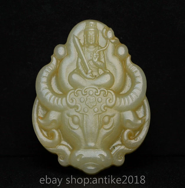 Xinjiang Hetian Jade Pendant - Natural Jasper GuanYin Pendant - 54x34x15mm - View #6