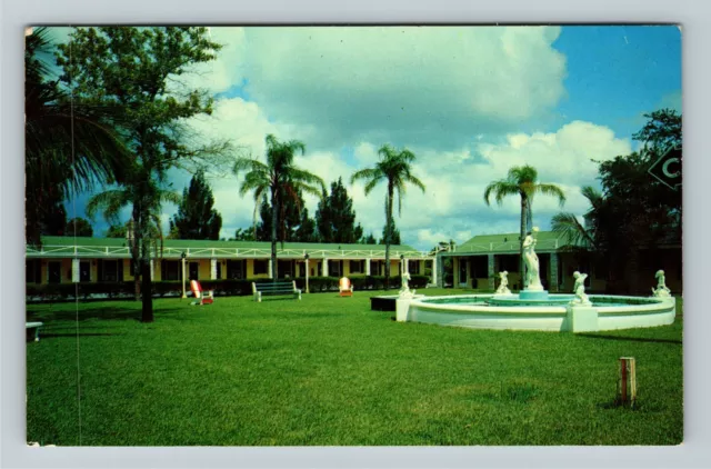 Melbourne FL-Florida, Colonial Court, Fountain, Vintage Postcard