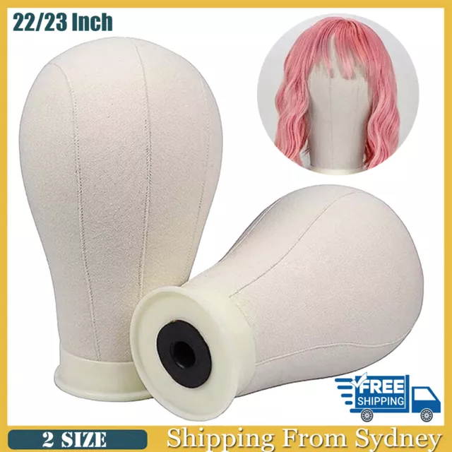 22/23" Canvas Mannequin Model Cork Head Block Hat Wig Styling Plate Bottom Clamp