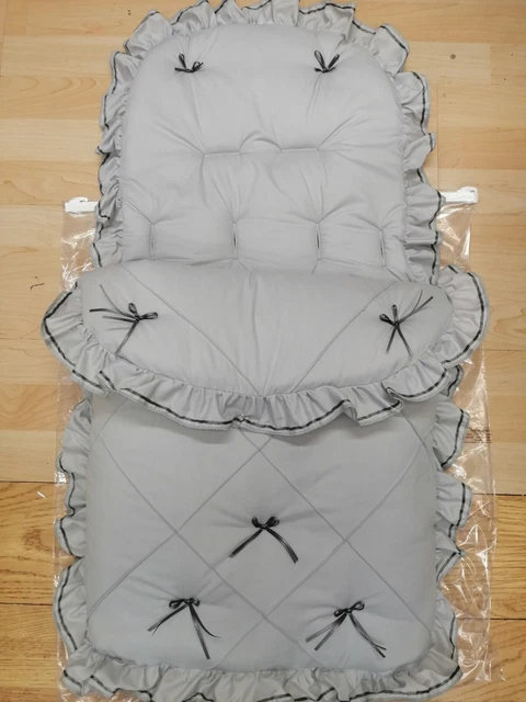 Baby Jungen/Mädchen grau/schwarz Bandschleifen Fußmuff gemütliche Zehen Kinderwagen Buggy