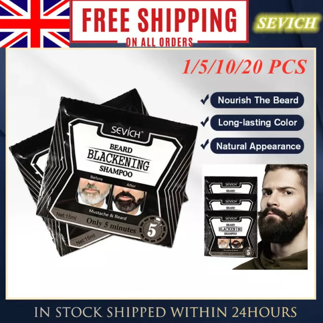 Sevich Men's Beard Hair Colour Dye Tint Cream Moustache Blackening Shampoo