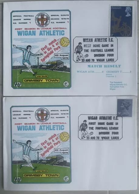 Wigan Athletic v Grimsby Town 1978 Dawn First Day Covers X 2