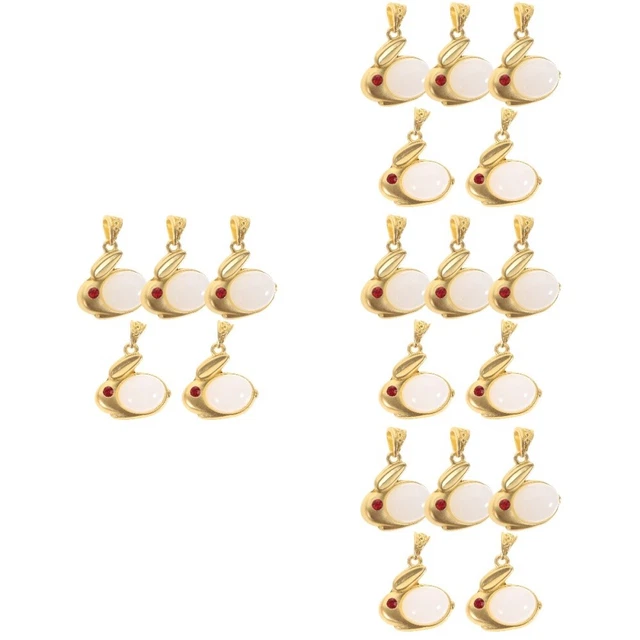 20 Pcs Jade-Kaninchen-Anhänger Legierung Schmuckzubehör Ketten Mit