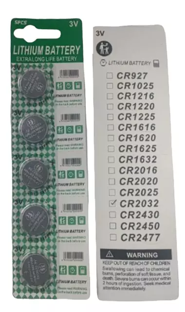 5PC CR2032 Cell Coin Lithium Button Battery  Butter Coin Cell