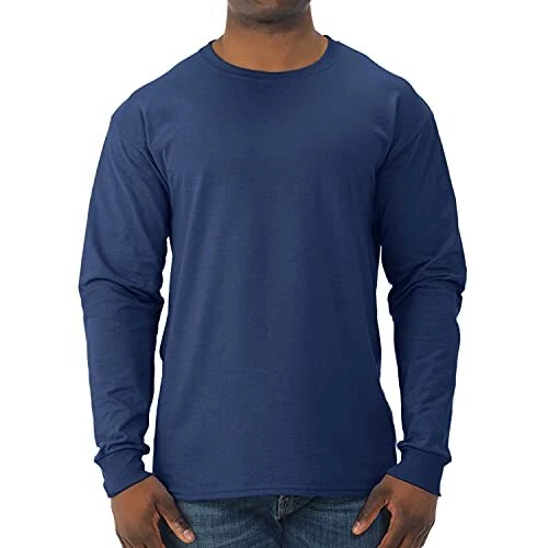 Men's Dri-Power Cotton Blend Long Sleeve Tees, Moisture Wicking, Odor Protect...