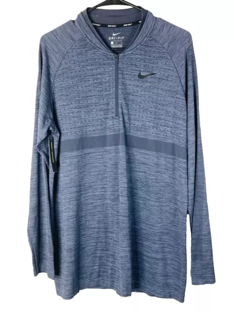 Nike Golf Flex Zip Knit Half Zip 892221-011 Blue Size Large