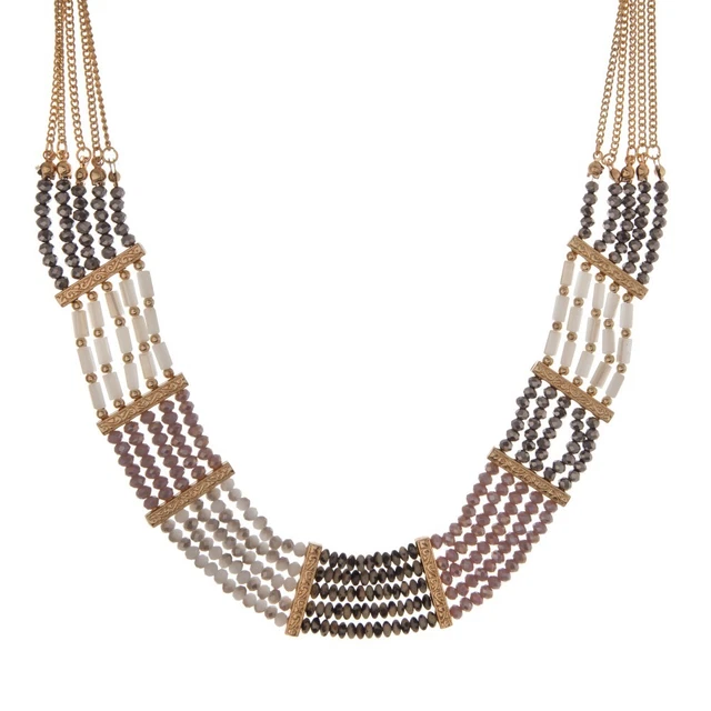 Collier Fantaisie Doré Avec Pendentif Et Perles En Résine - Neuf Avec Étiquettes