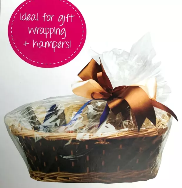 6 x  CLEAR HAMPER BASKET Gift Cake CELLOPHANE DISPLAY BAGS With Ties CHRISTMAS