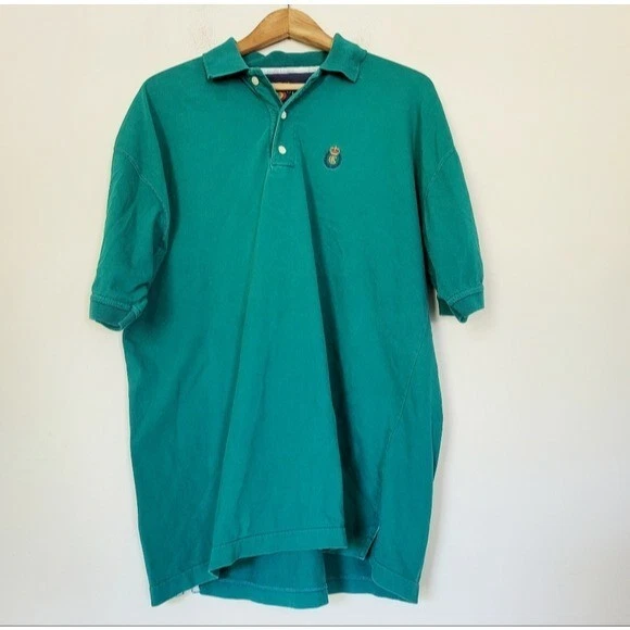 Vintage Chaps Ralph Lauren Mens Embroidered Crest Short Sleeve Polo Size L Y2K