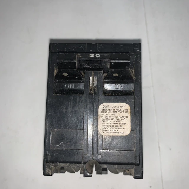Crouse-Hinds 20 AMP 2 Pole 120/240 VAC Circuit Breaker