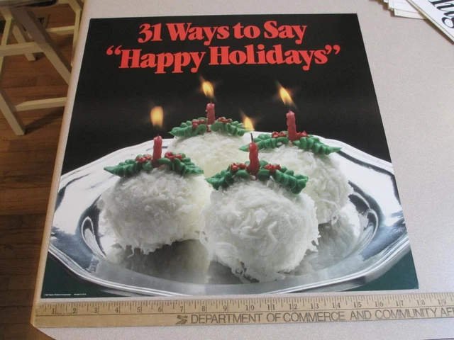 Baskin Robbins ice cream 1987 HAPPY HOLIDAYS Christmas store display sign 2SD