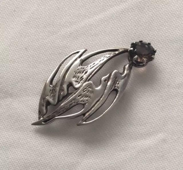 Sweet Celtic Arts "Flying Birds" Silver/Gem Brooch.Edinburgh Hmk For 1978.G.C!