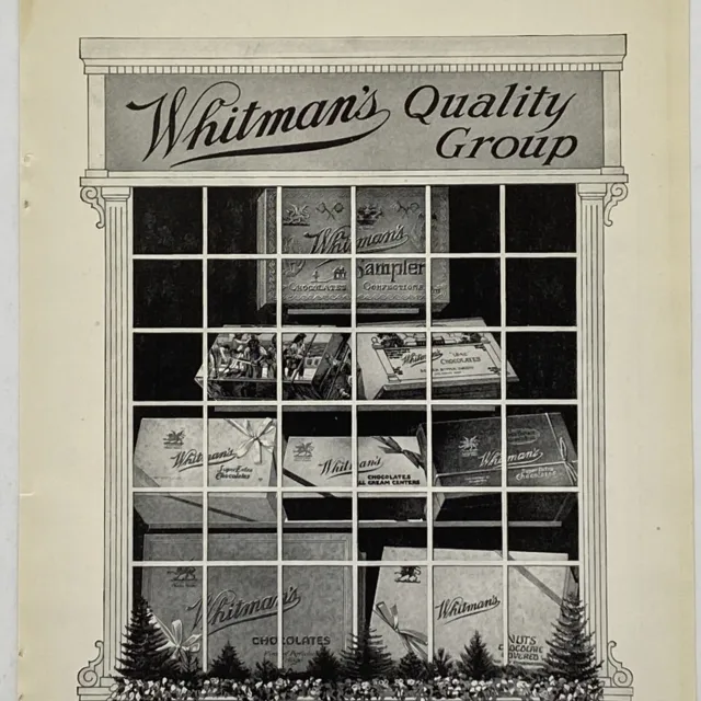 1921 Whitman's Chocolates Quality Group Print Ad Window View Sampler Personality