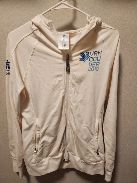2010 Winter Olympics Hudson's Bay Zip Up Jacket Hoodie Cream Women Small EUC