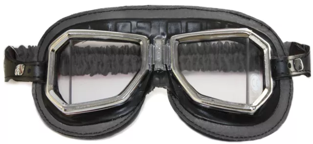 Climax 513S Oldtimer Motorradbrille Fliegerbrille mit Lederpolster