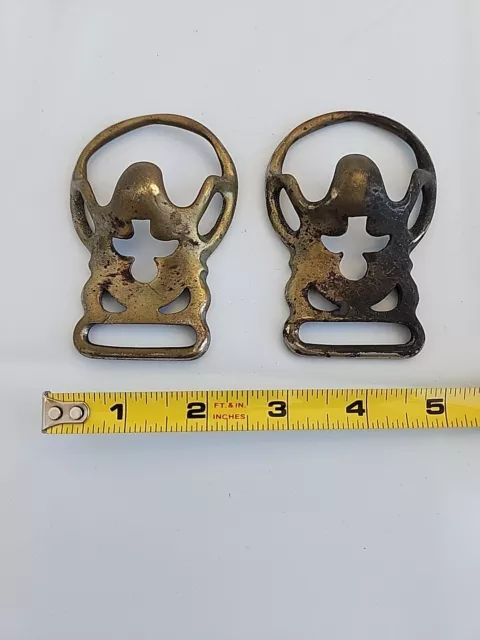 Vintage Brass Horse Harness Bridle Saddle Medallions Matching Pair