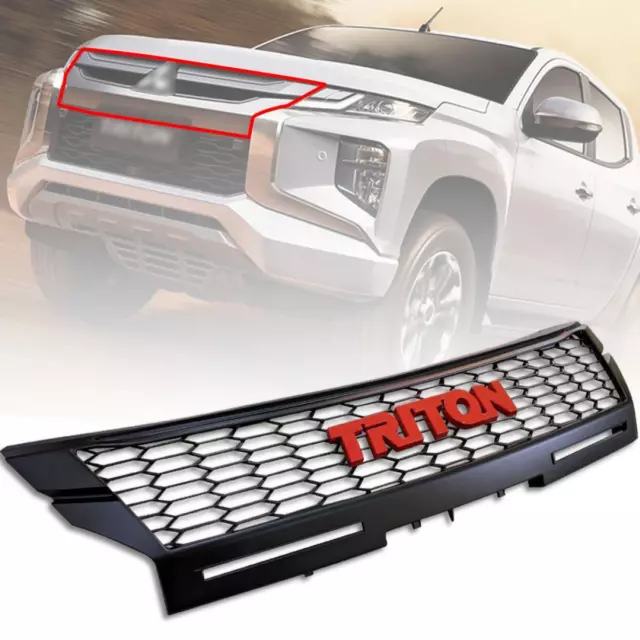 Net Black Grille Red Logo Fit Mitsubishi Triton L200 MR 2019 2020-2022 Pickup