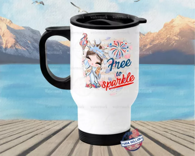 Personalized Stainless Steel Tumbler 14oz Travel Mug Design Free USA to Sparkle