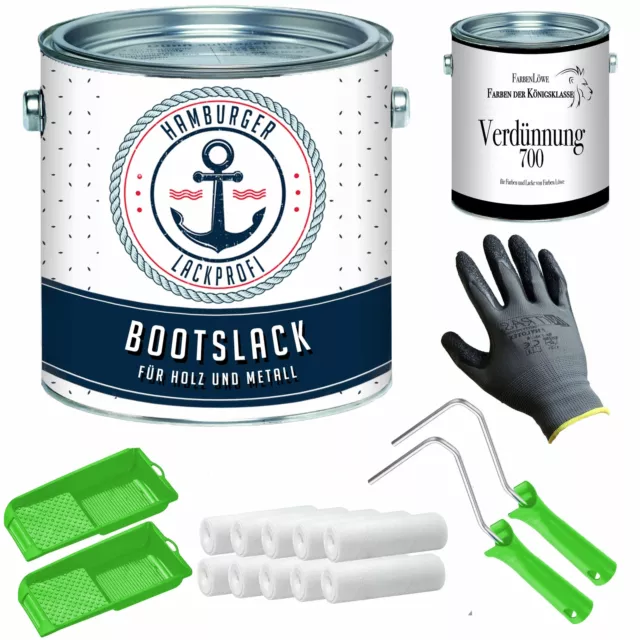 Bootslack GLÄNZEND für Holz Metall Weiß RAL 9010 Weiß + Lackierset HLP