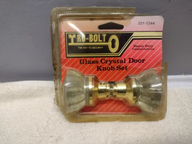 Tru-Bolt 221-7244 Crystal Clear Glass Door Knobs Handle Set Brass